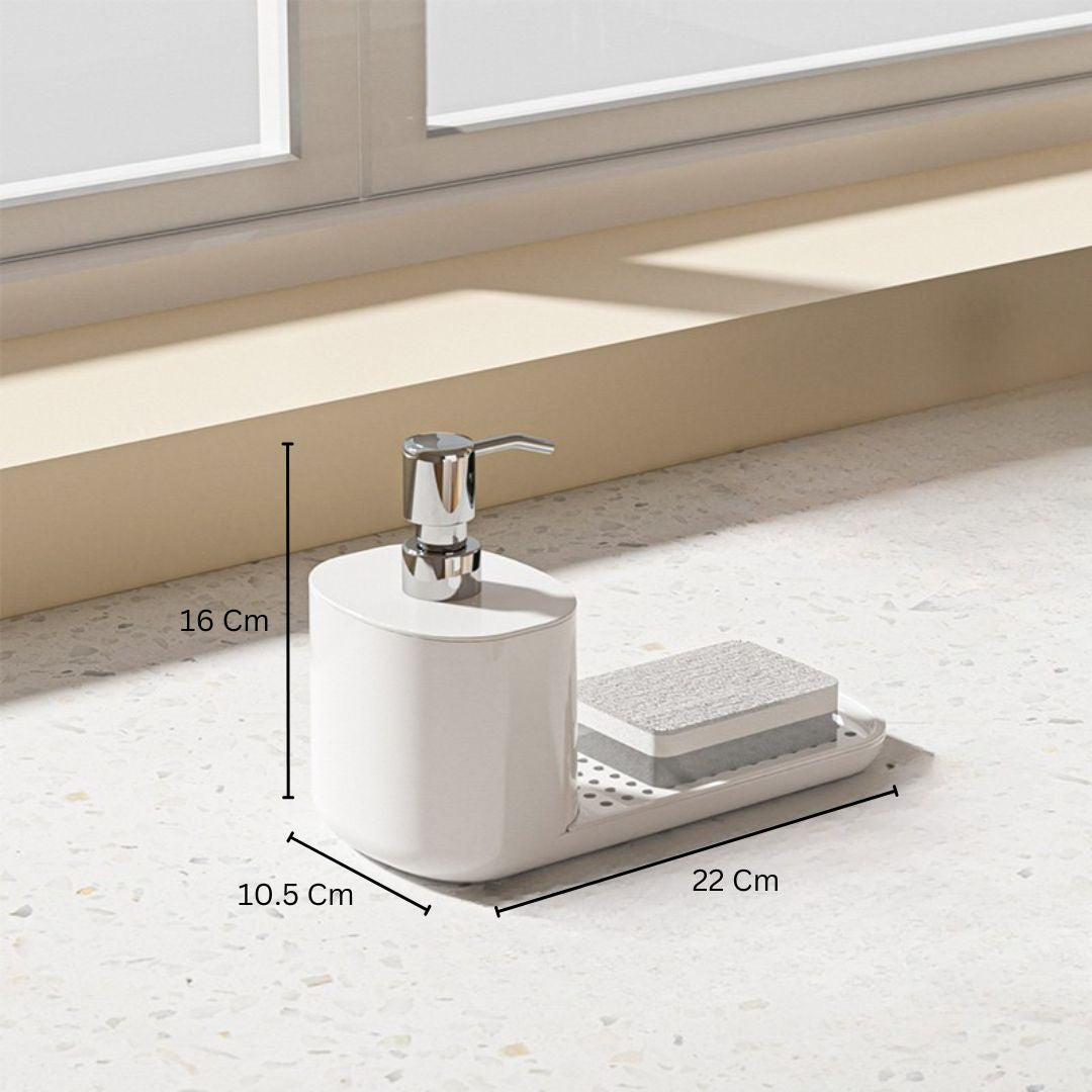 Neat Dish Soap Dispenser with Sponge Rest - White