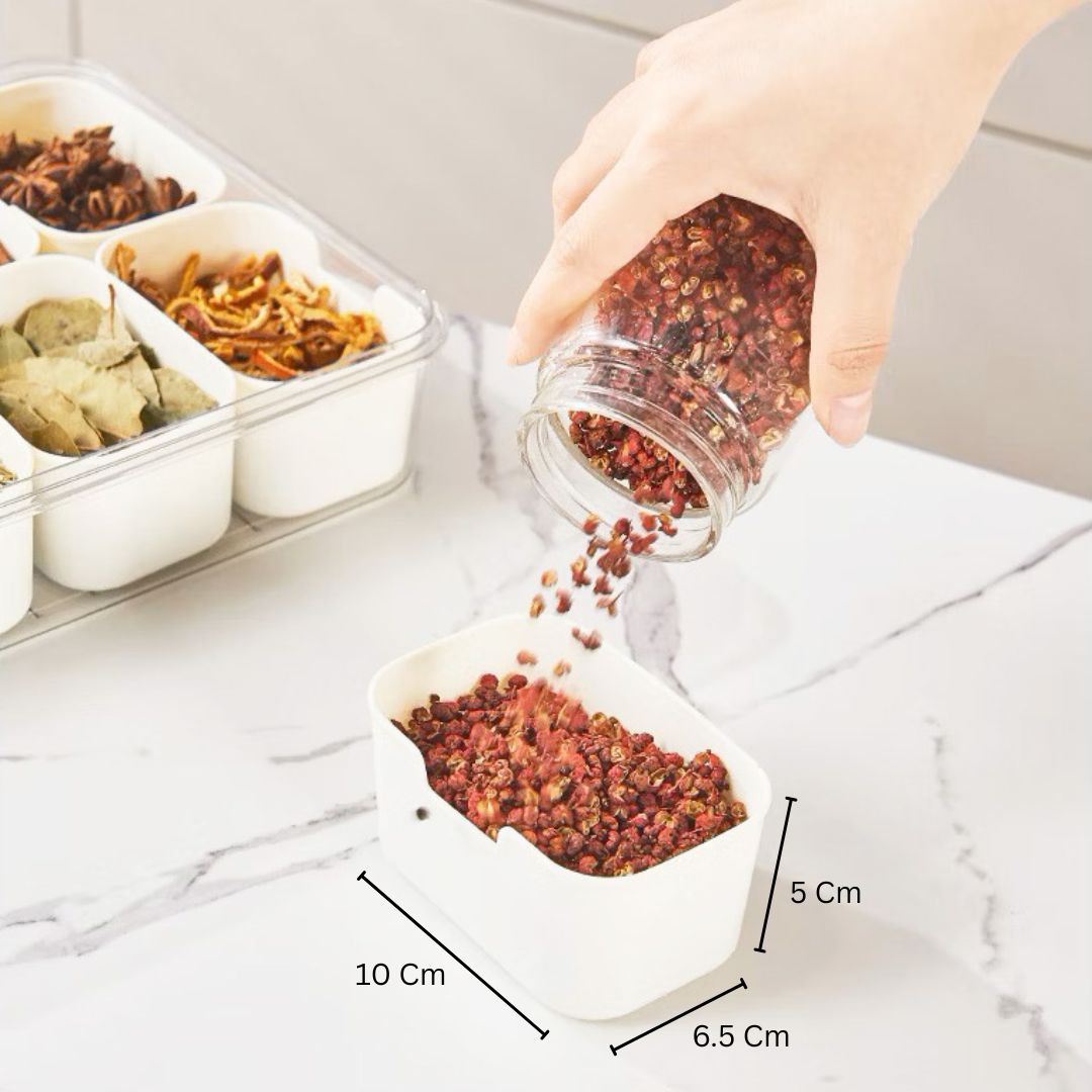 Rectangular Spice Storage Box with Lid - Cream