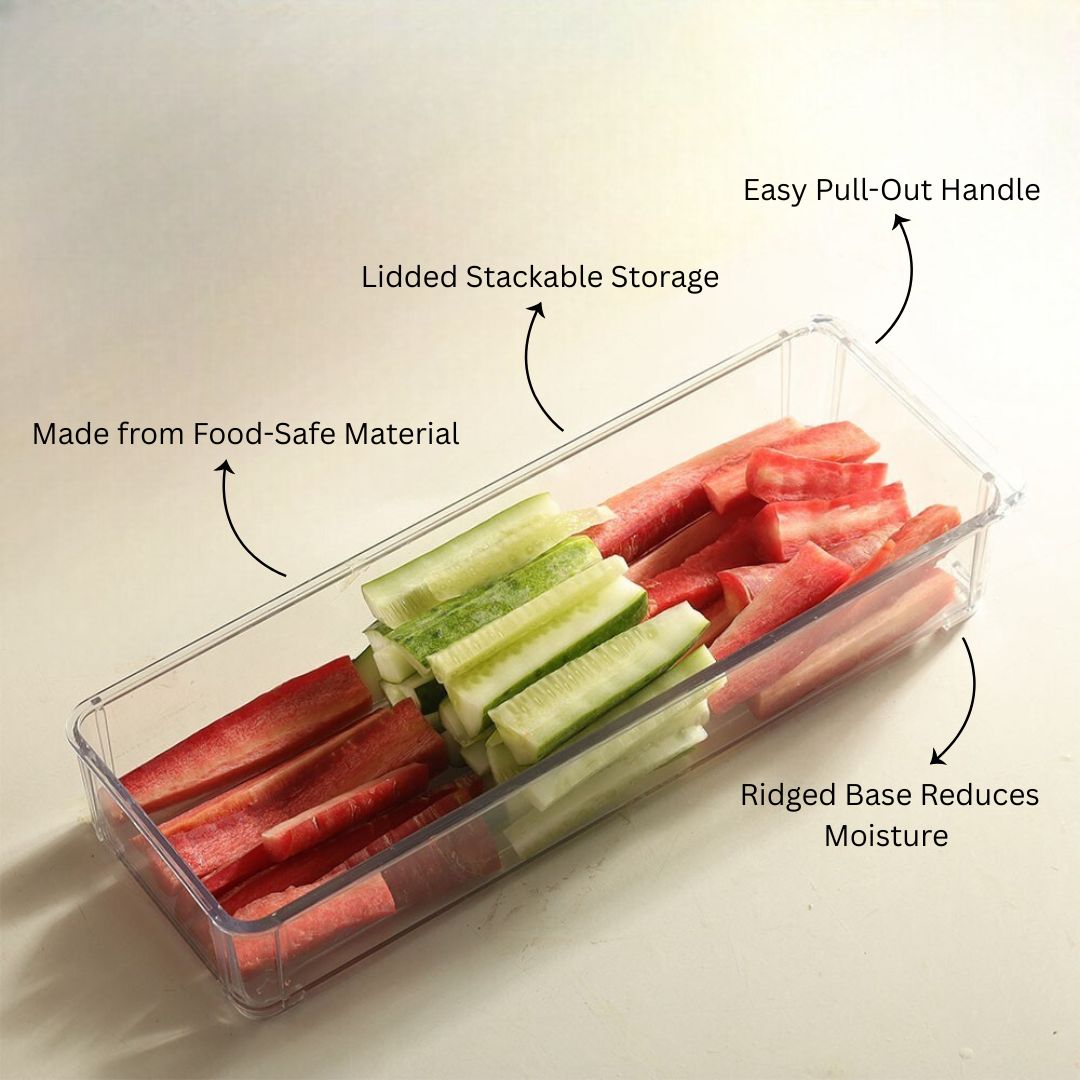 Fresco Fridge Bin with Lid Long - Clear