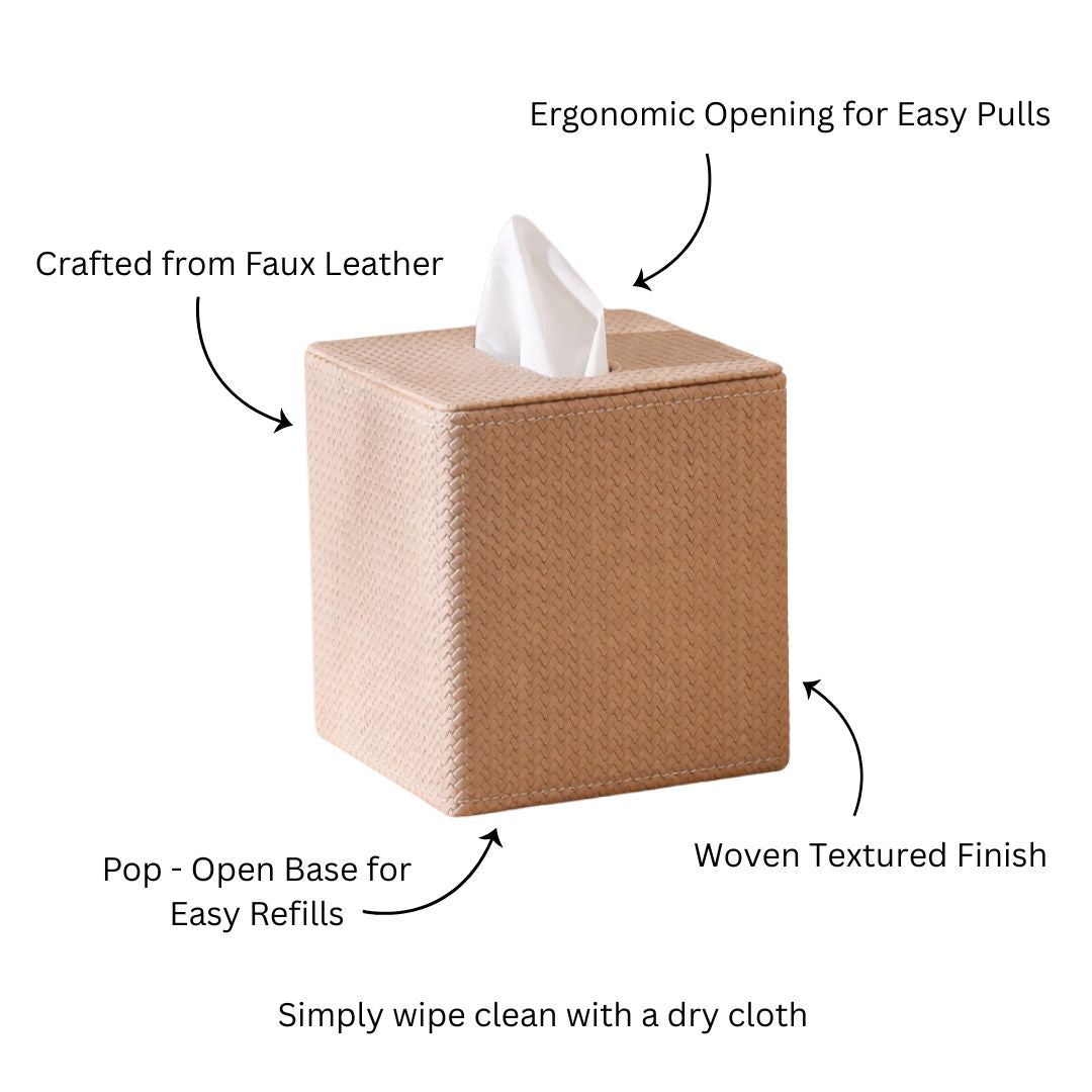 Trey Square Tissue Box Holder - Beige