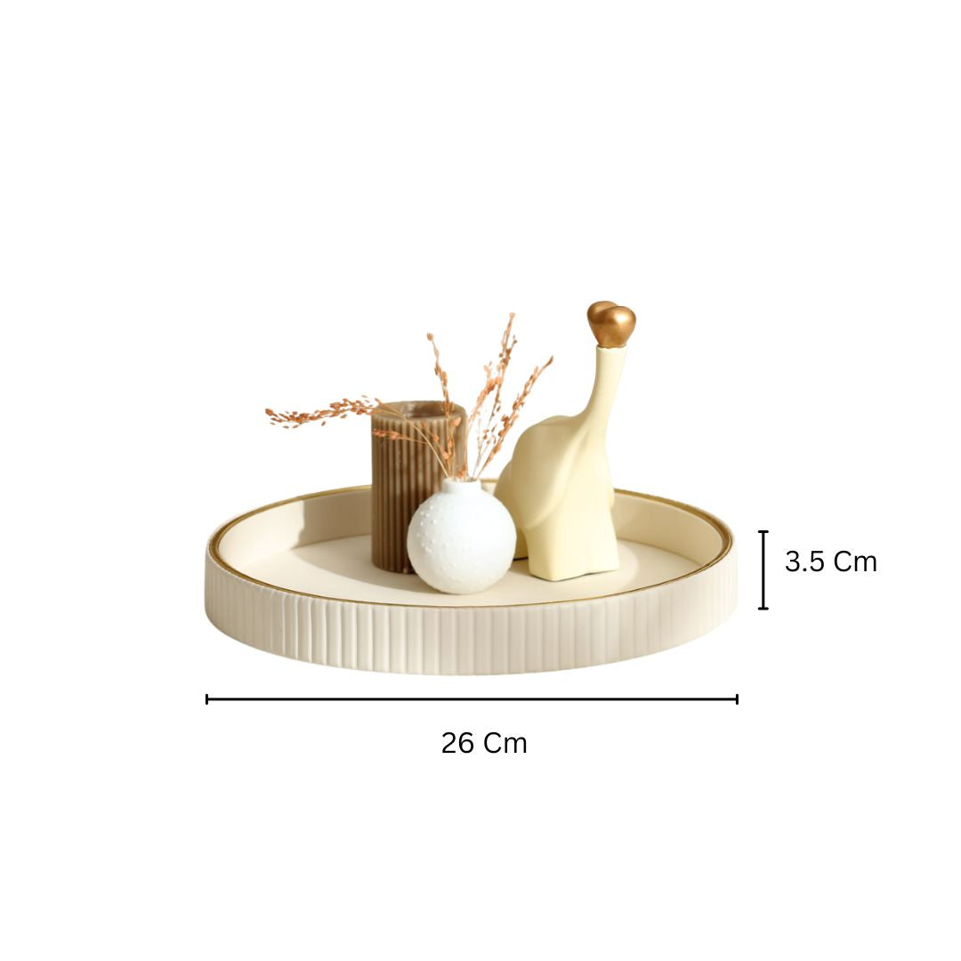 Columns Round Vanity Tray - Ivory