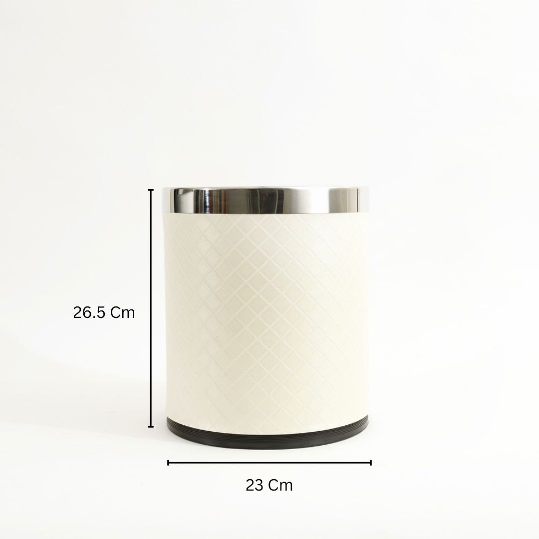Damas Quilted Round Waste Bin 10L - Pearl Ivory