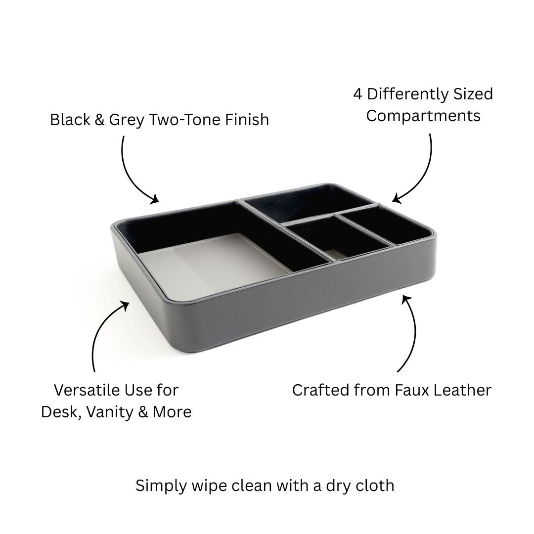 Marqis 4-Compartment Organiser Tray Medium - Black Grey