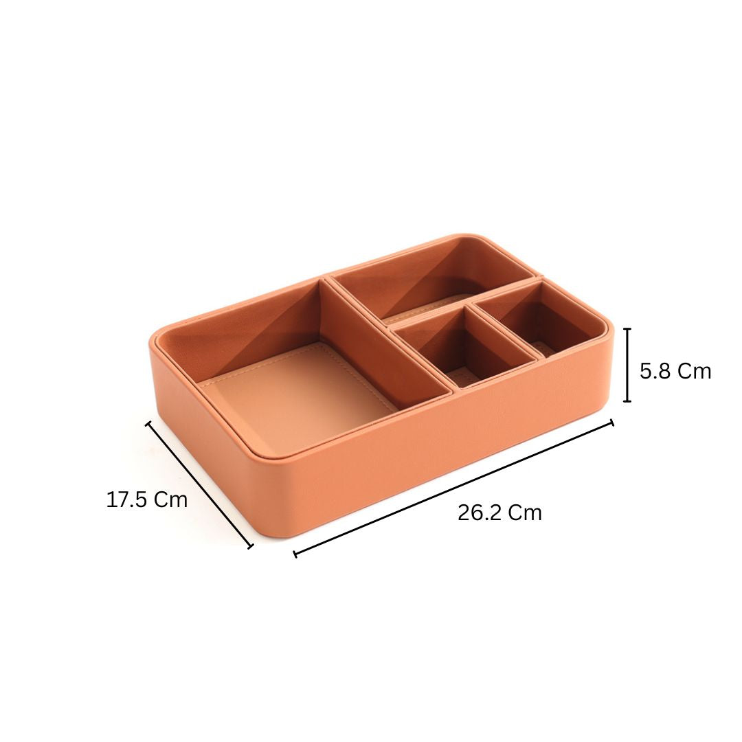 Marqis 4-Compartment Organiser Tray Small - Tan Brown