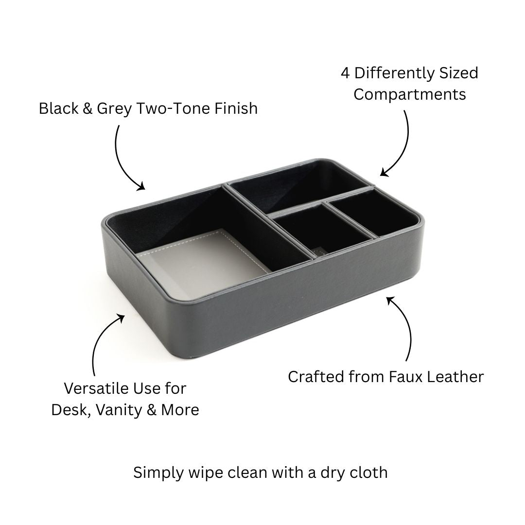 Marqis 4-Compartment Organiser Tray Small - Black Grey