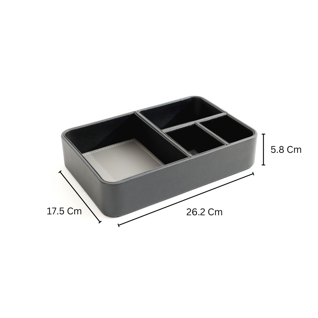 Marqis 4-Compartment Organiser Tray Small - Black Grey