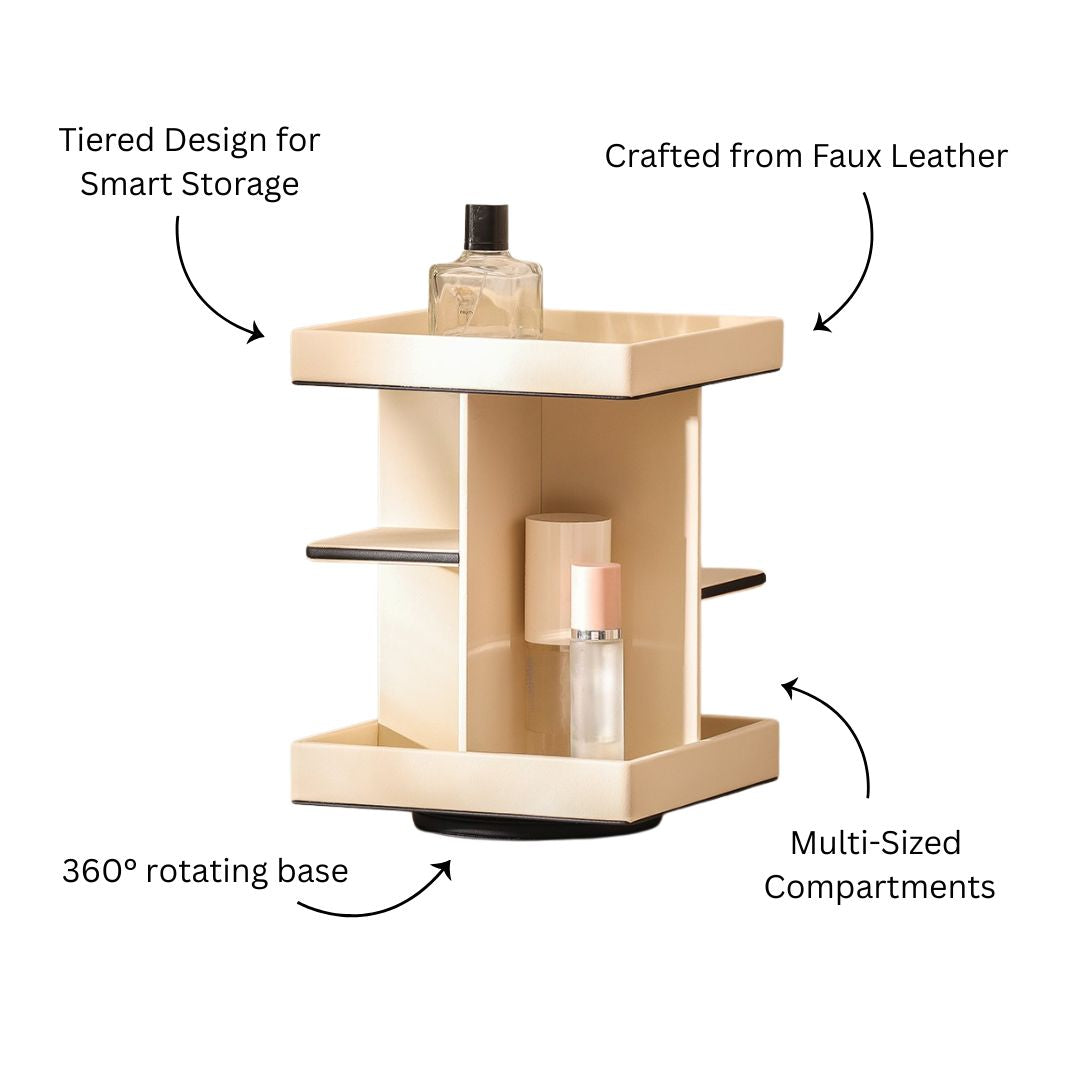 Node Tiered Rotating Cosmetic Organiser - Ivory