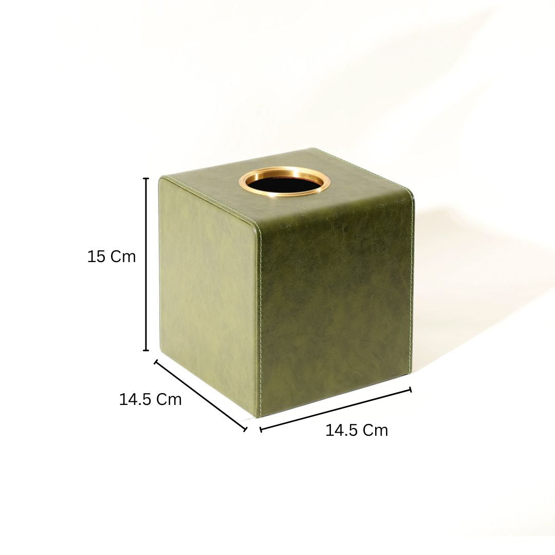 Atlas Square Tissue Box Holder - Olive
