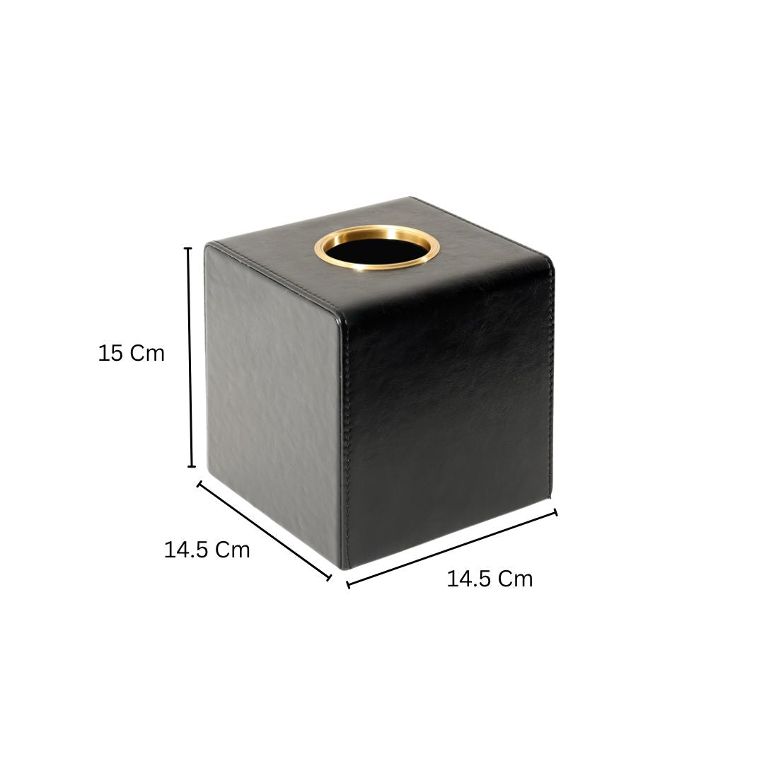 Atlas Square Tissue Box Holder - Black