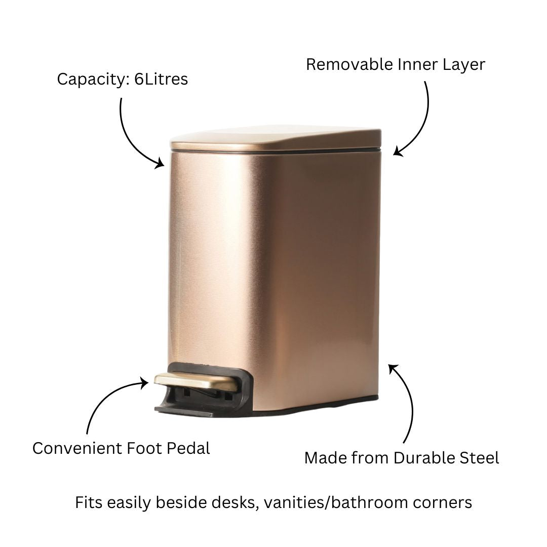 Sierra Pedal Bin 6L - Rose Gold
