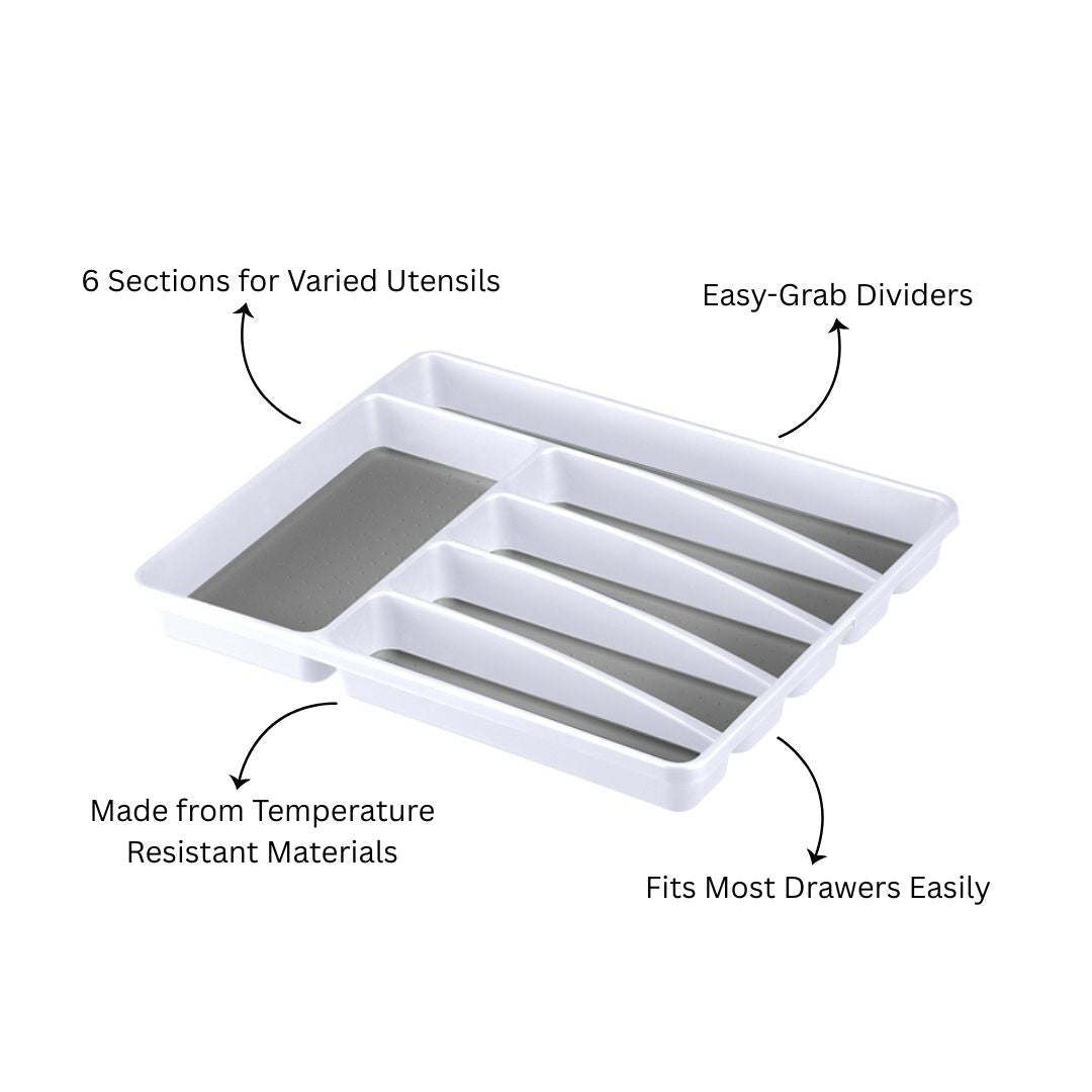 Tidy Cutlery Tray Large - White Grey