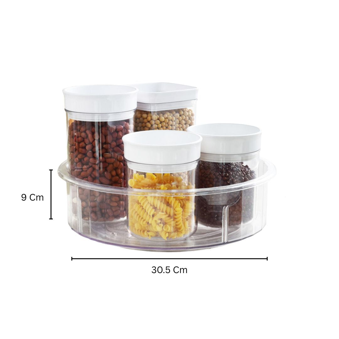 Nest Round Turntable With Dividers - Clear
