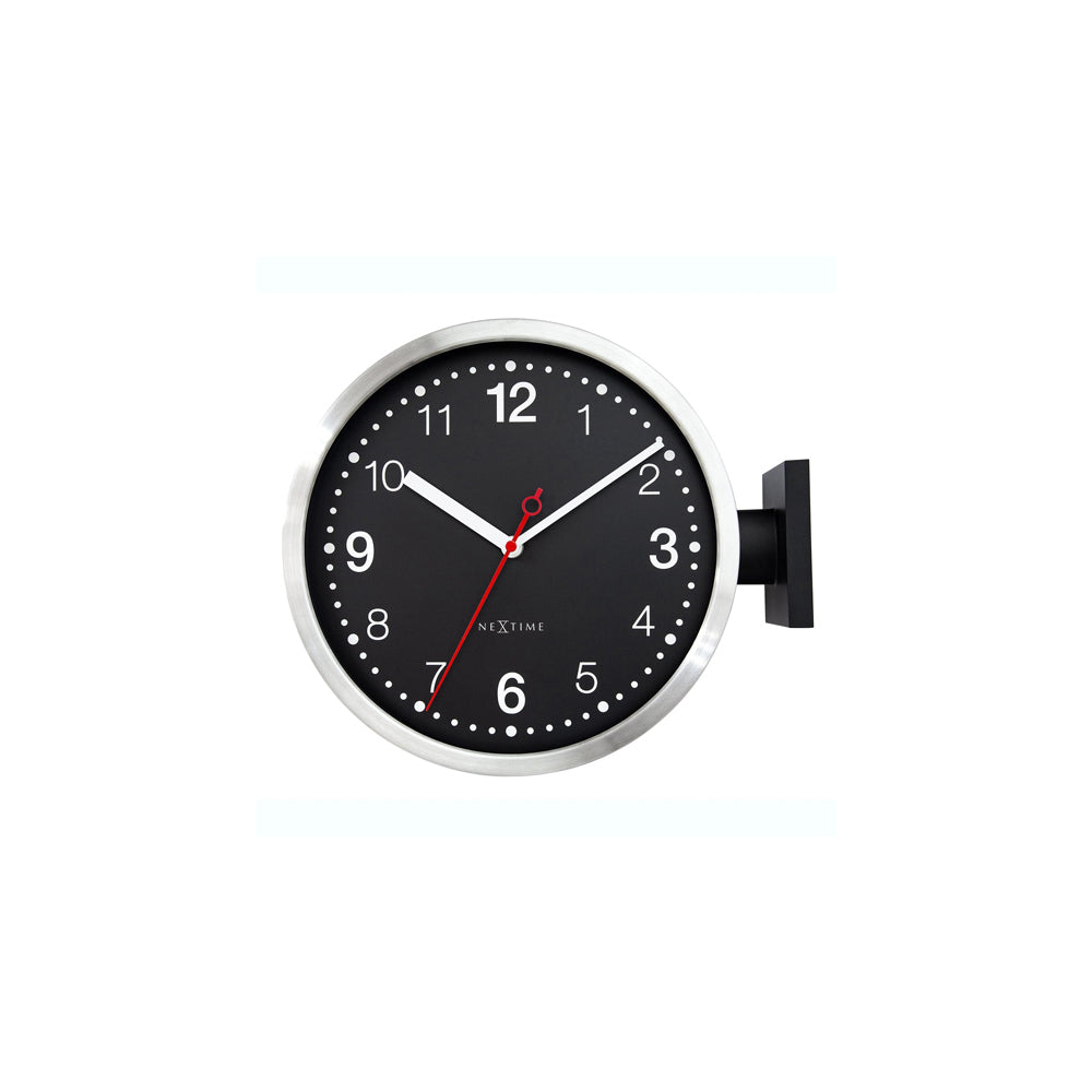 Double Side Aluminium Wall Clock - Black and White