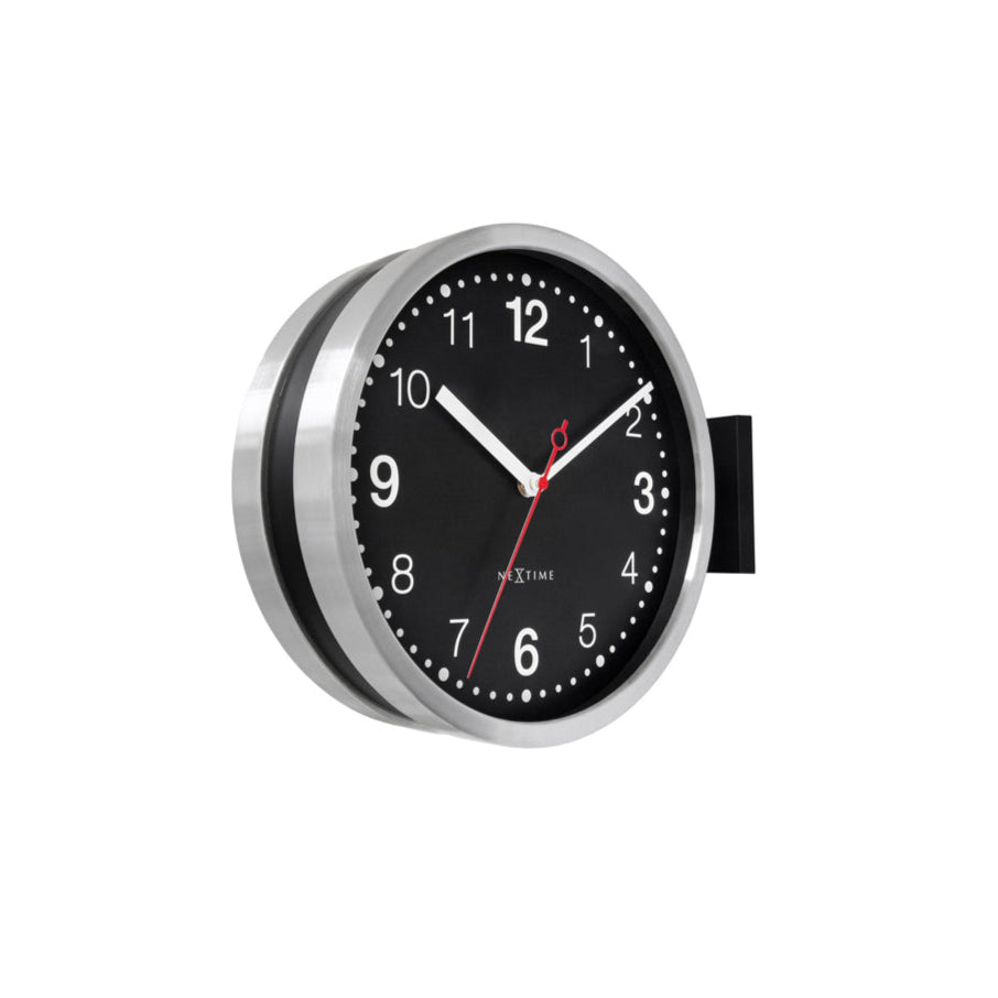 Double Side Aluminium Wall Clock - Black and White