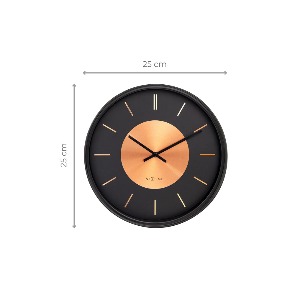 Retro II Wall Clock 25cm - Black Copper