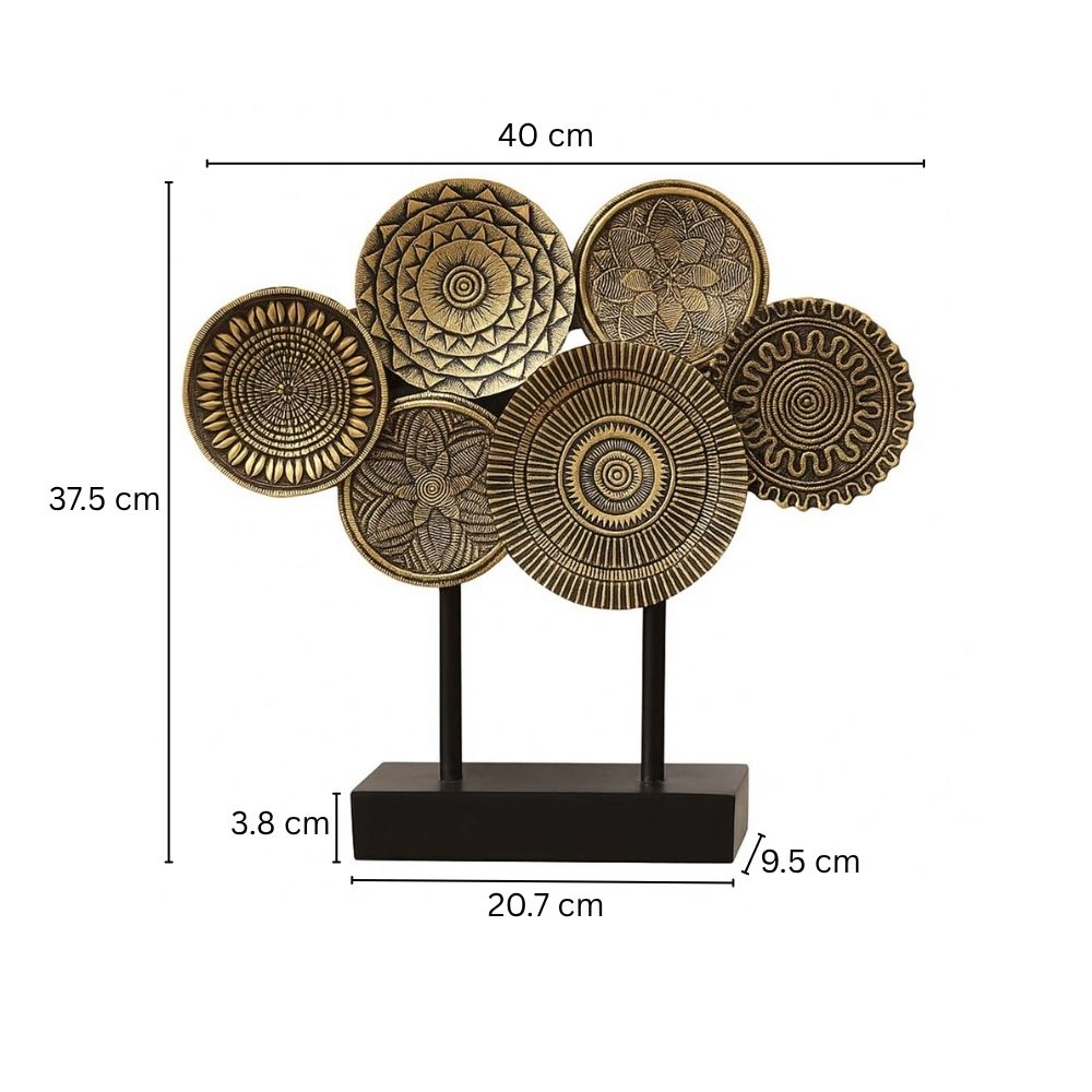 Noa Abstract Discs Sculpture - Black Gold