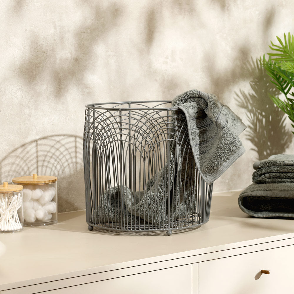 Noah Round Metal Basket Medium - Grey