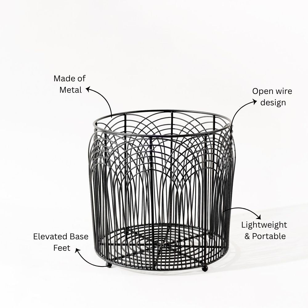 Noah Round Metal Basket Medium - Black