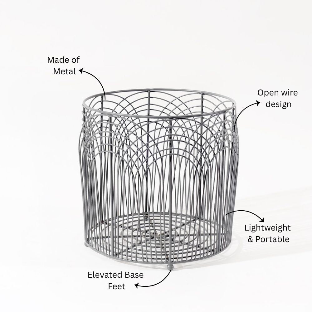 Noah Round Metal Basket Medium - Grey