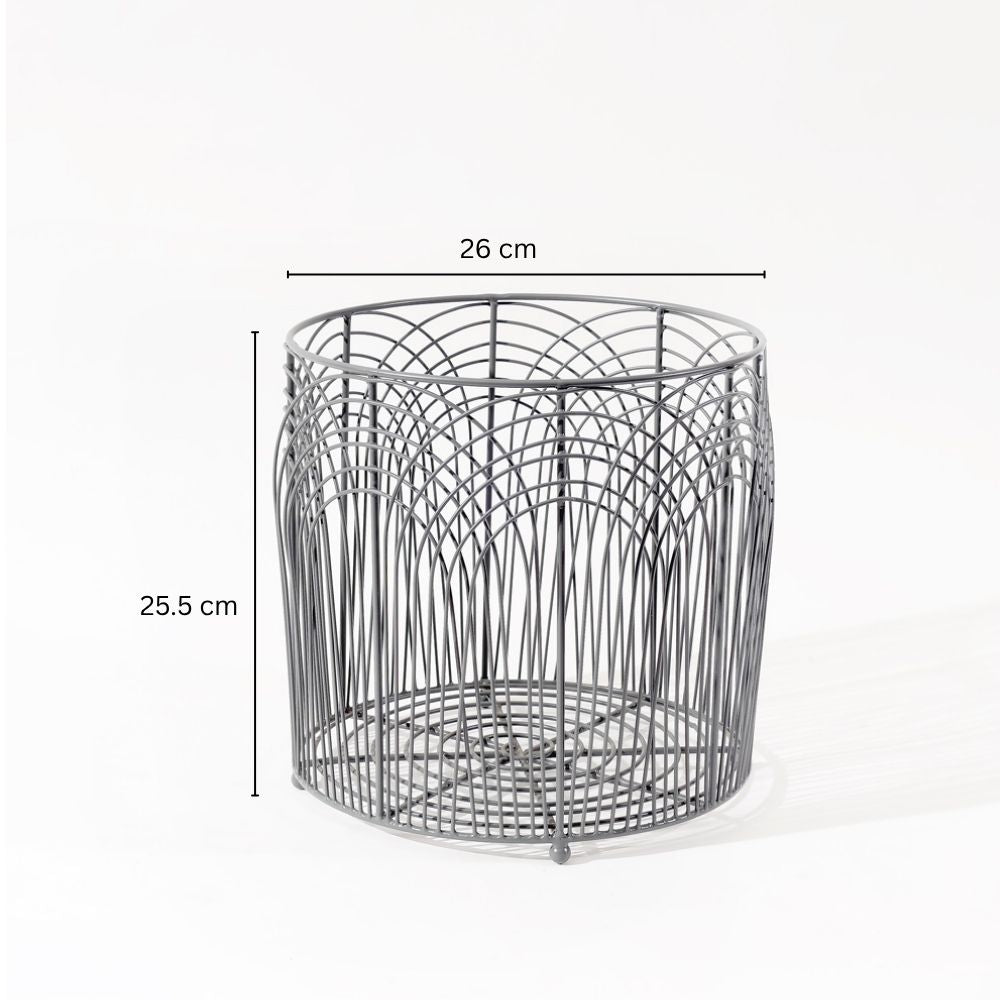 Noah Round Metal Basket Medium - Grey