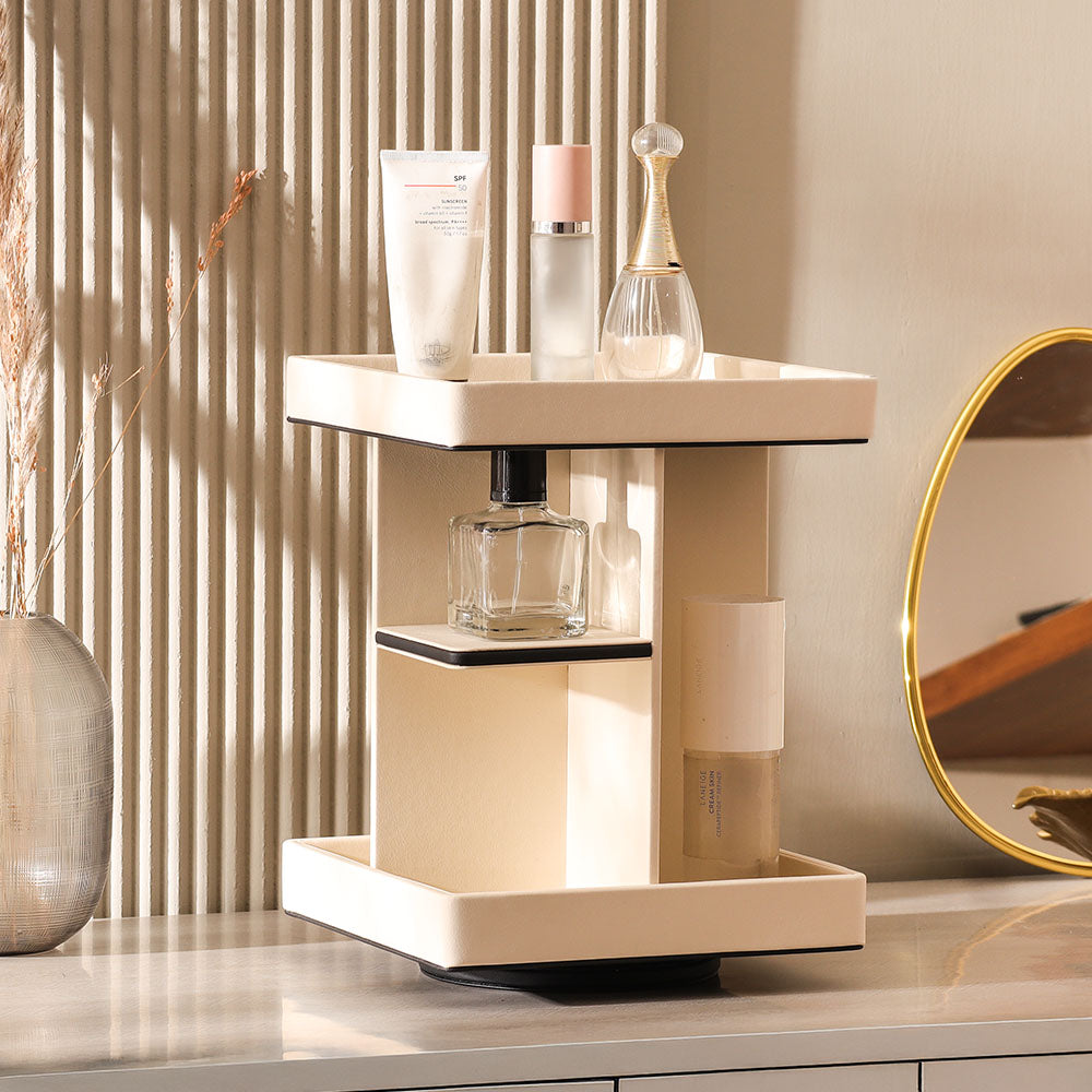 Node Tiered Rotating Cosmetic Organiser - Ivory