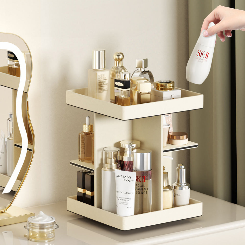 Node Tiered Rotating Cosmetic Organiser - Ivory