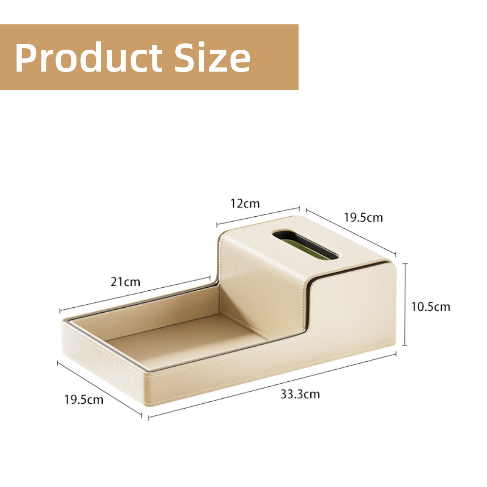 Node Tissue Box Holder with Tray - Greige