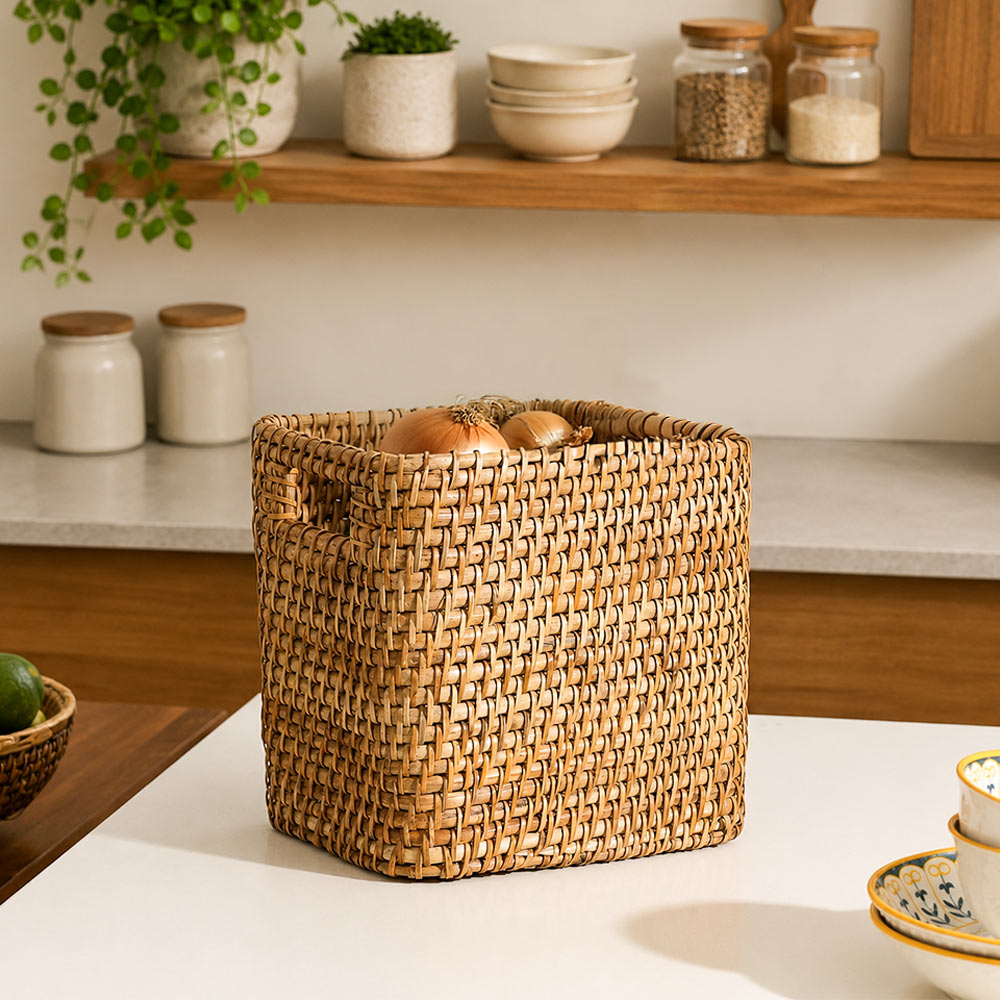 Nora Rattan Storage Basket Medium - Natural