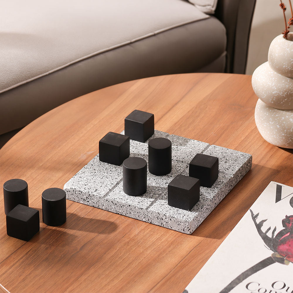 Noughts & Crosses Concrete Tabletop Game Small - Monochrome