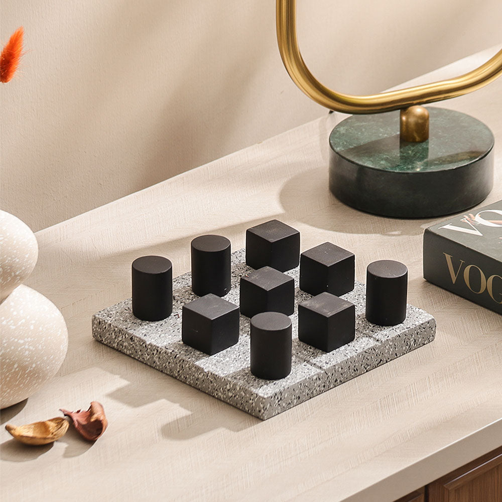 Noughts & Crosses Concrete Tabletop Game Small - Monochrome