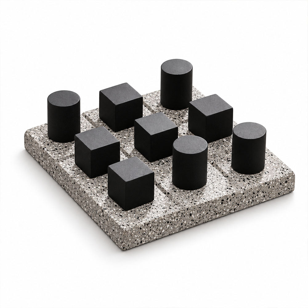 Noughts & Crosses Concrete Tabletop Game Small - Monochrome