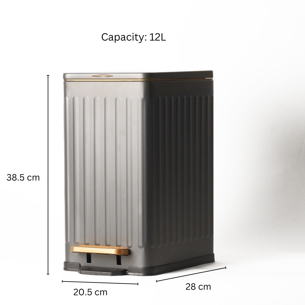 Columns Slim Pedal Bin 12L - Grey