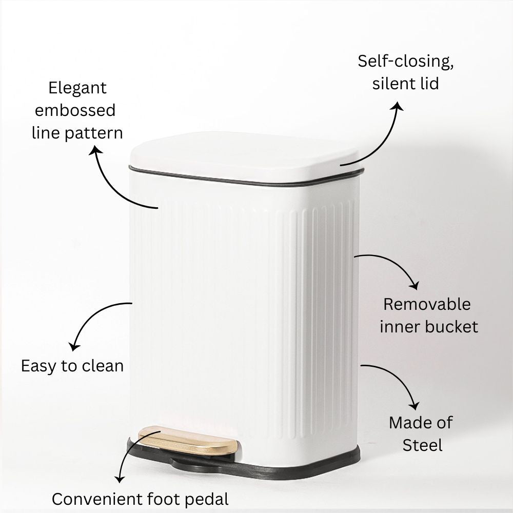 Alois Lines Pedal Bin 6L - White