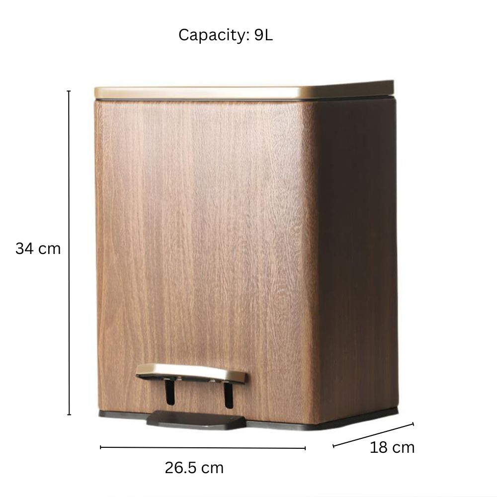 Duos Textured Pedal Bin 9L - Wood