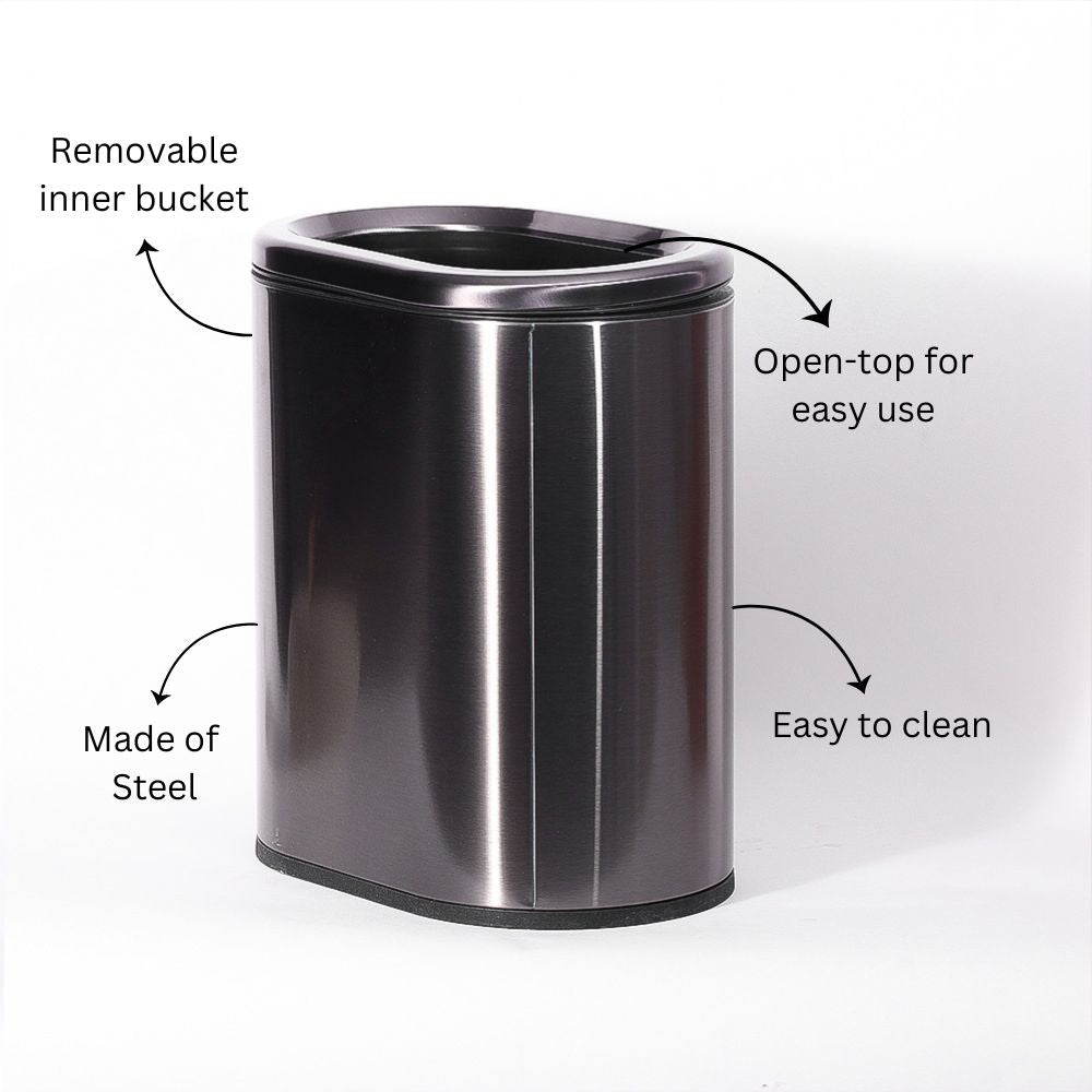 Ellipse Waste Bin 9L - Dark Silver
