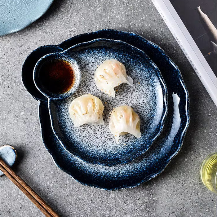 Oasis Round Dimsum Plate Small - Blue Grey