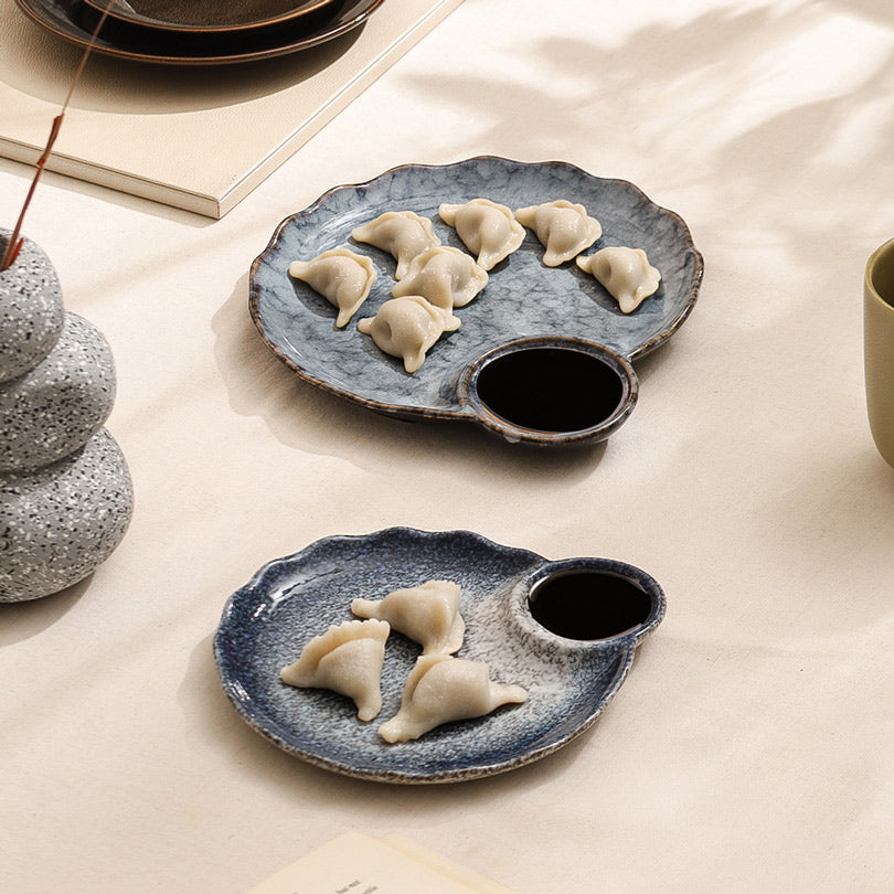 Oasis Round Dimsum Plate Small - Blue Grey