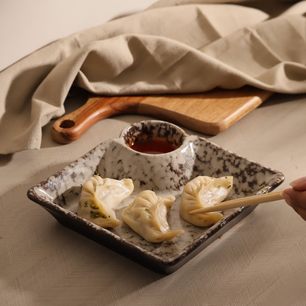 Oasis Square Dimsum Plate - Sandy Grey