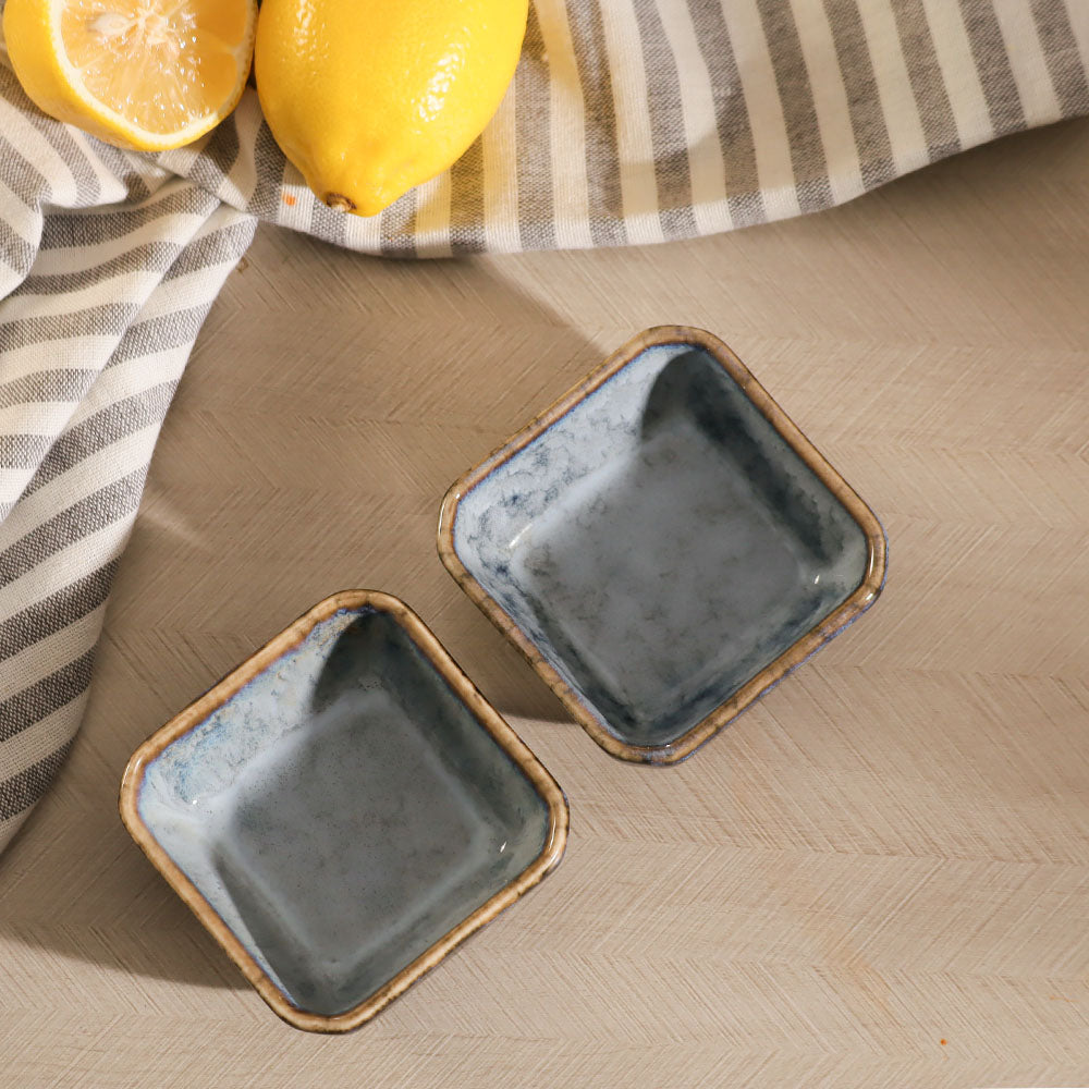 Oasis Square Small Bowls, Set of 2 - Cool Grey