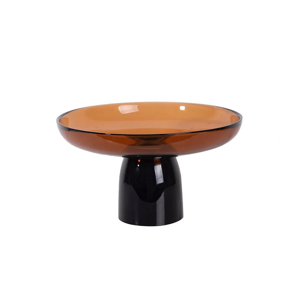 Cress Glass Bowl With Base - Amber Black