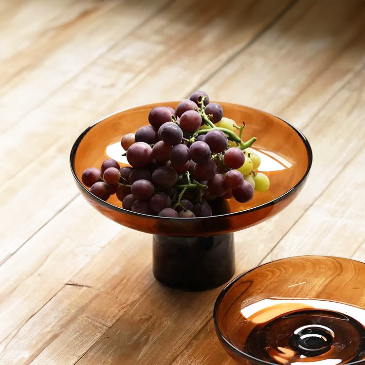 Cress Glass Bowl With Base - Amber Black