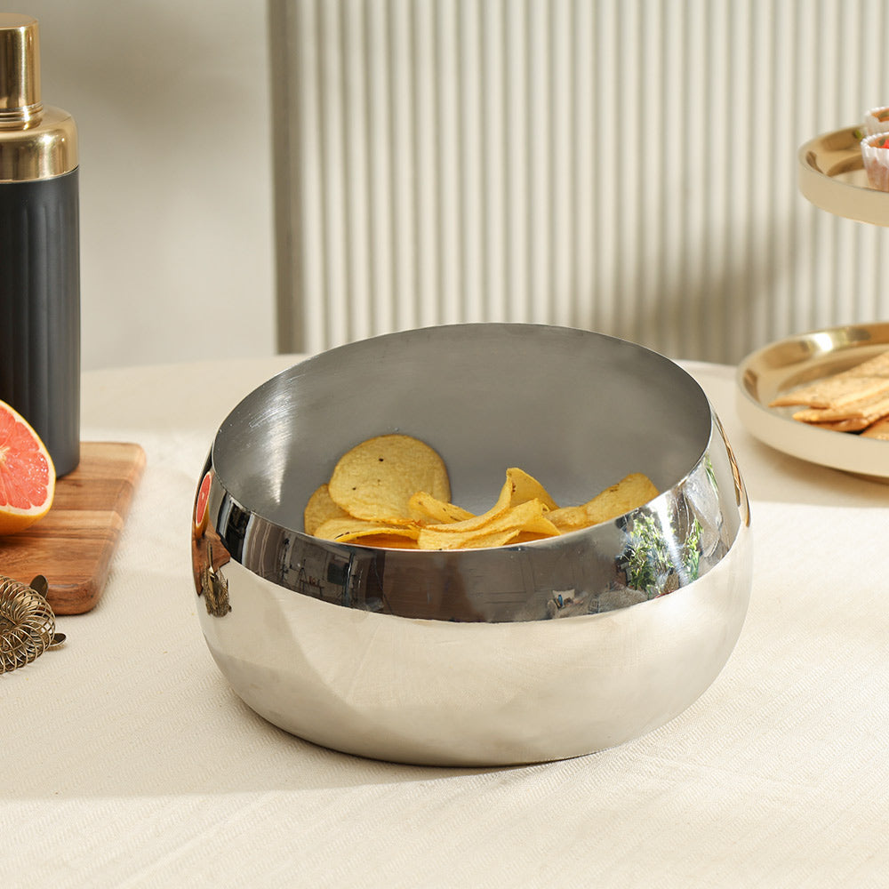Oblique Mirrored Large Bowl - Silver