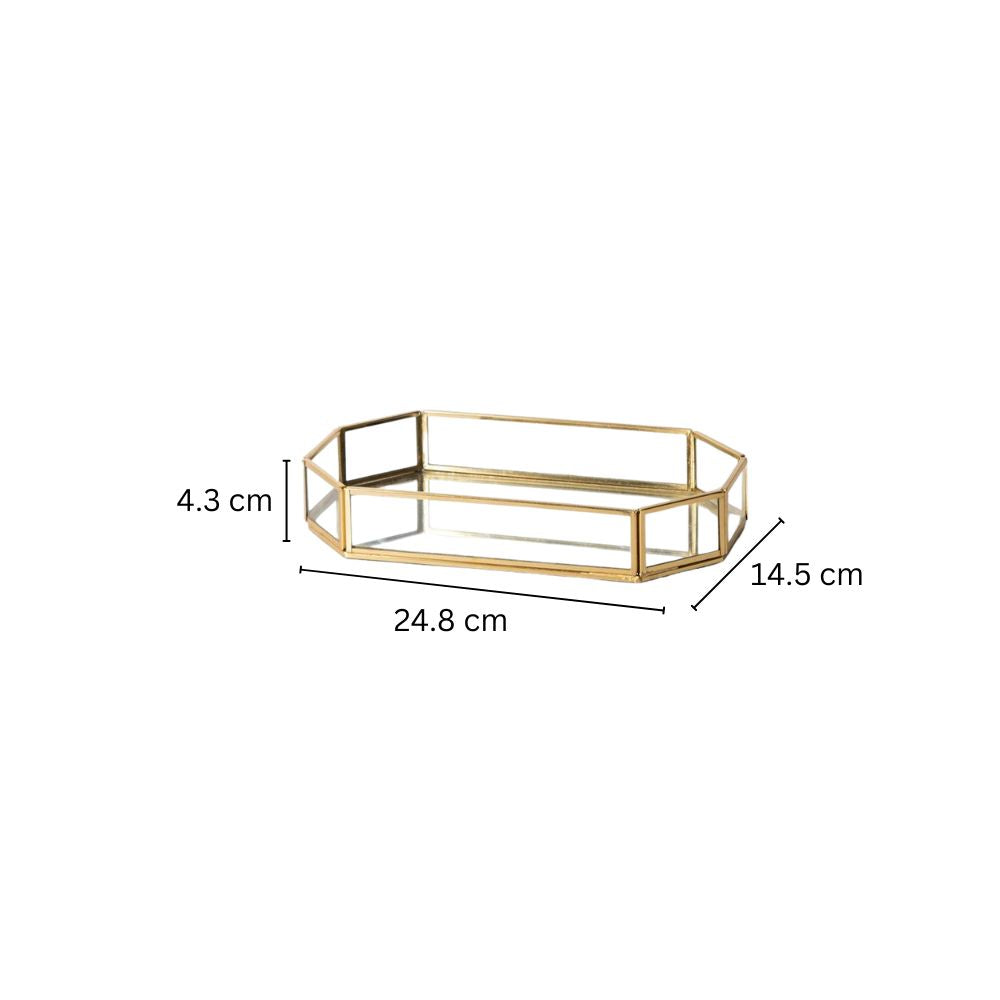 Octagon Glass Tray Medium - Gold