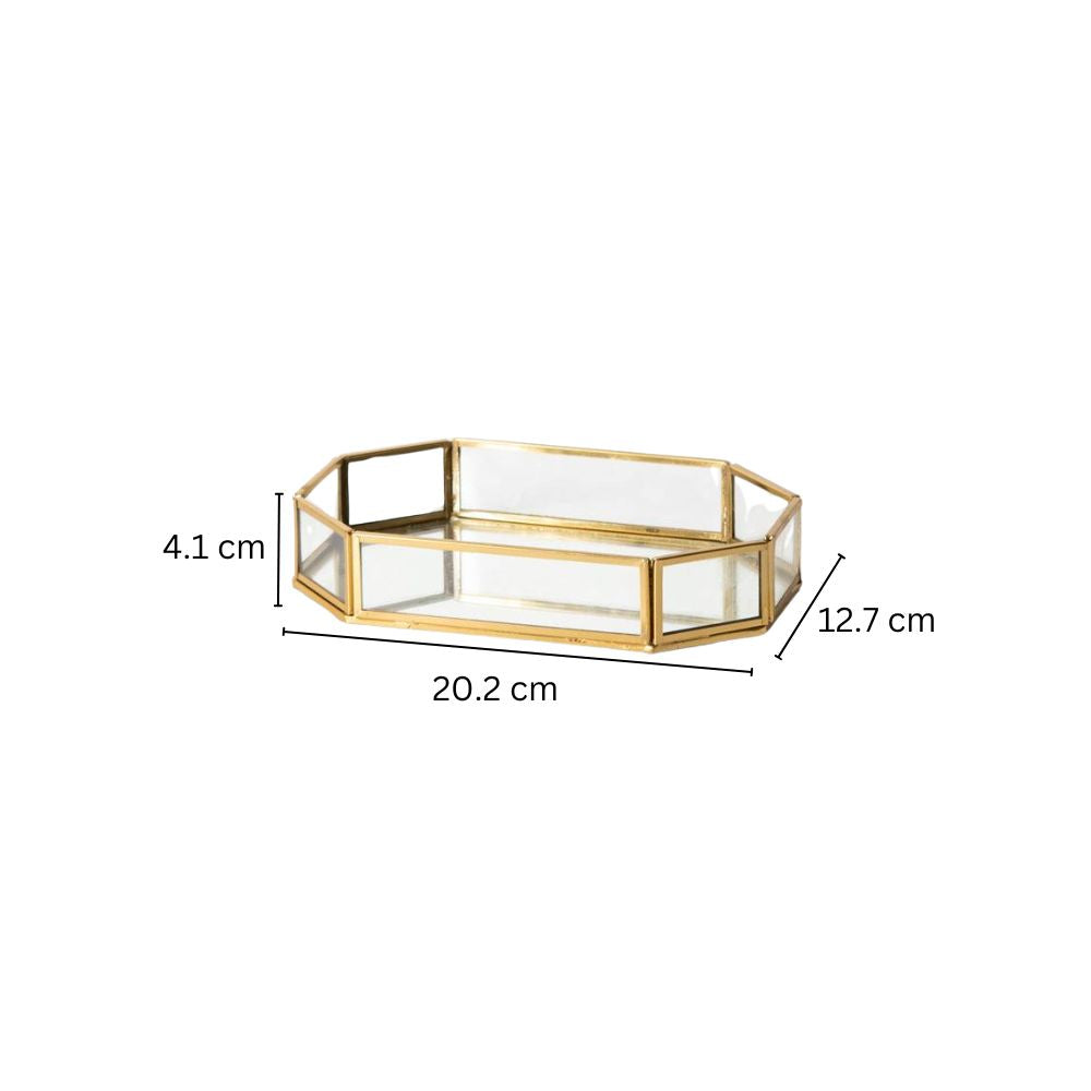 Octagon Glass Tray Small - Gold