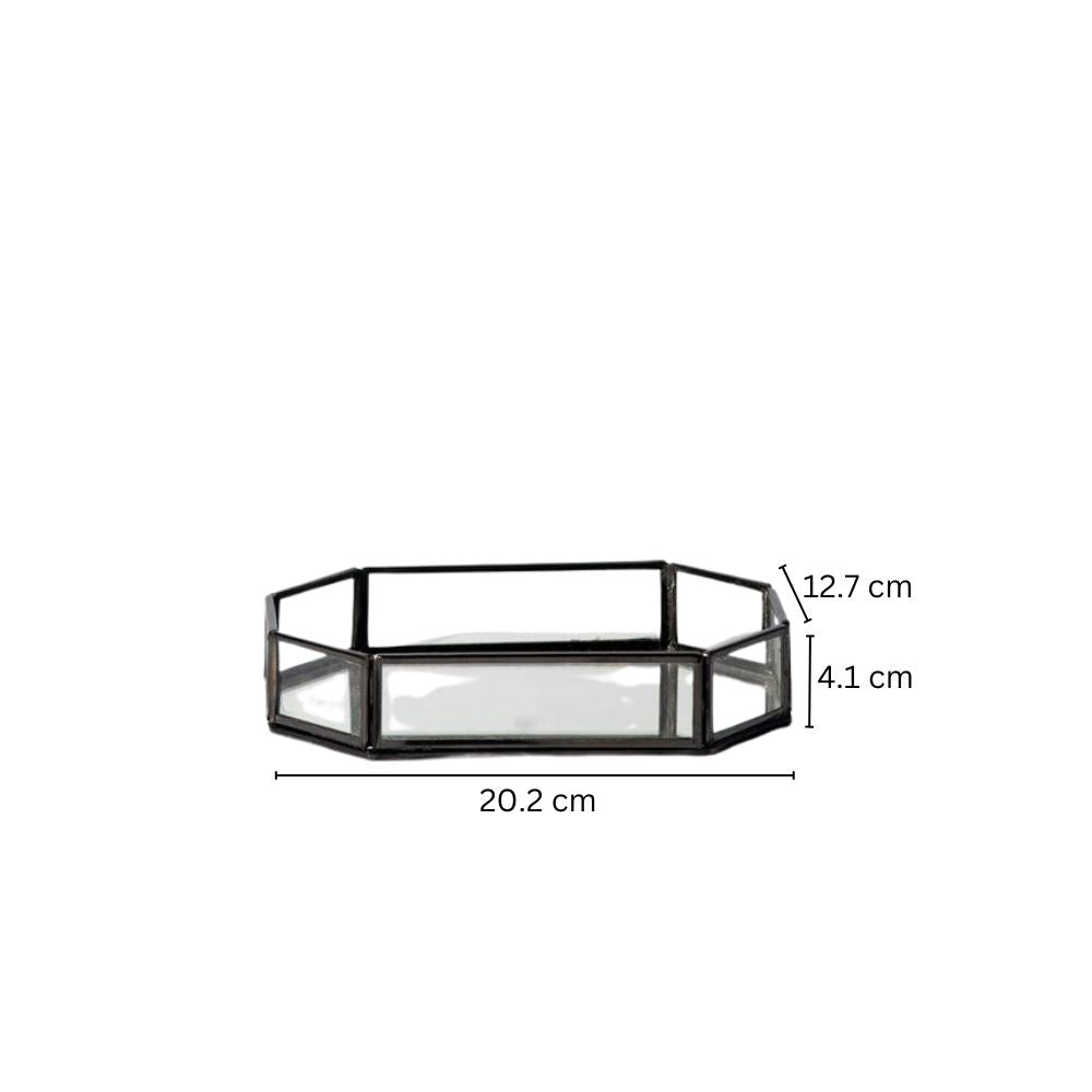Octagon Glass Tray Small - Gunmetal