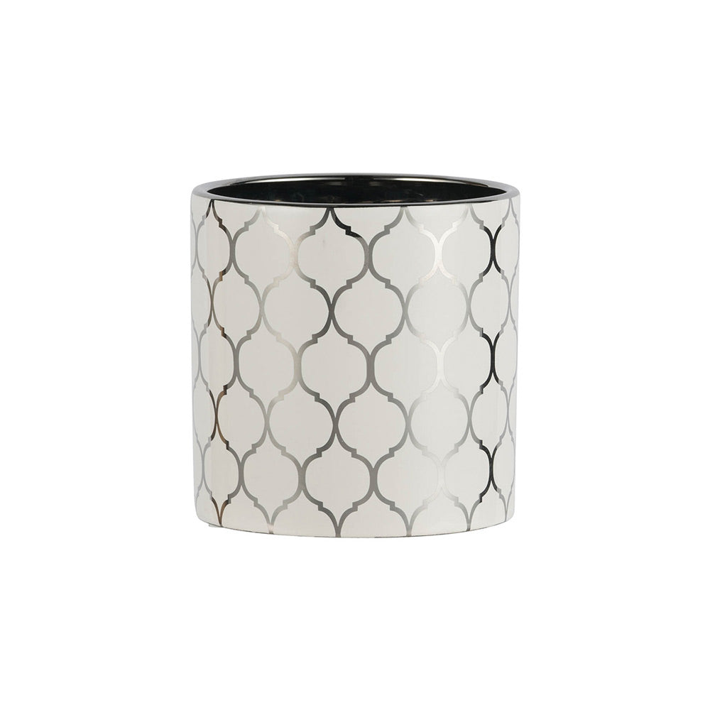 Ogee Decorative Planter Small - White & Silver