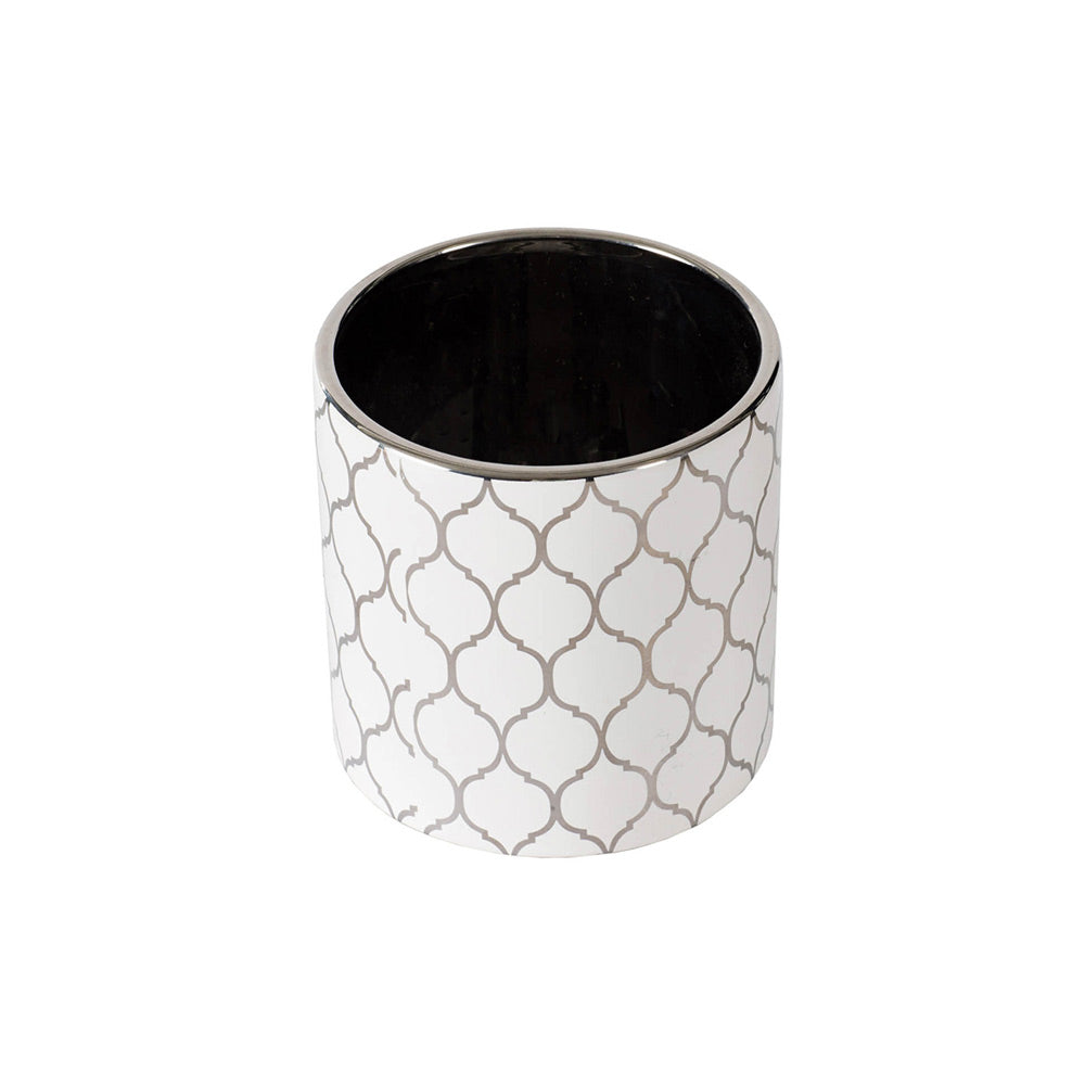 Ogee Decorative Planter Small - White & Silver