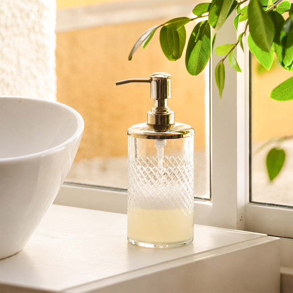 Olena Glass Soap Dispenser - Clear Gold