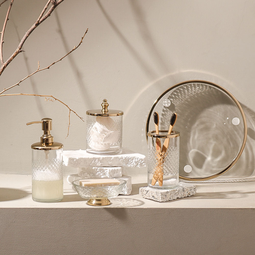 Olena Glass Soap Dispenser - Clear Gold