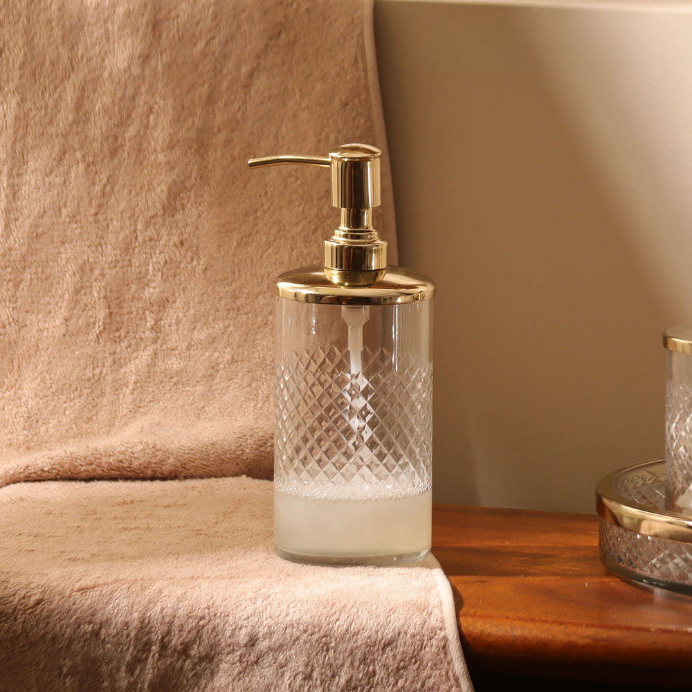Olena Glass Soap Dispenser - Clear Gold
